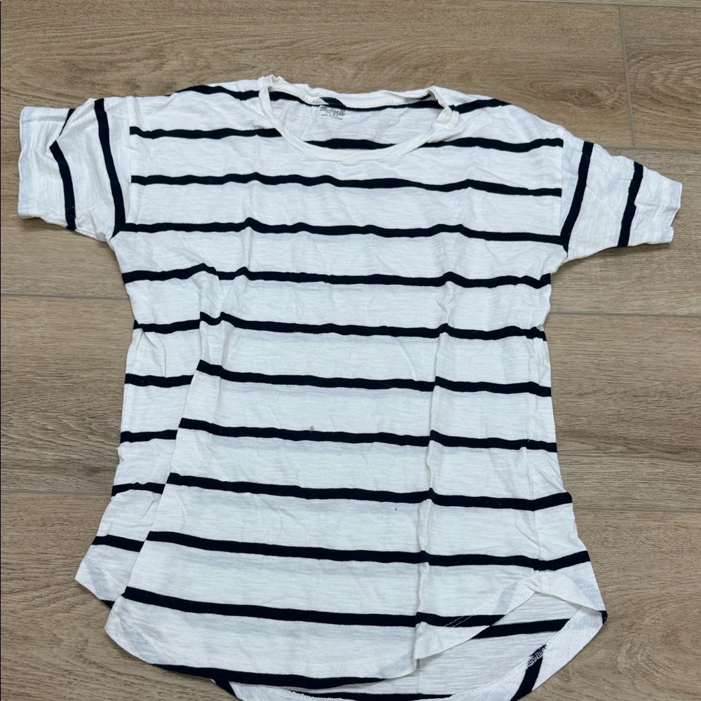 Madewell Navy and White Striped T-Shirt